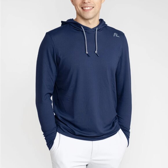 Rhoback | Men's Hesi Performance Hoodie Admiral Navy Pullover Sweatshirt Size L - Picture 2 of 11